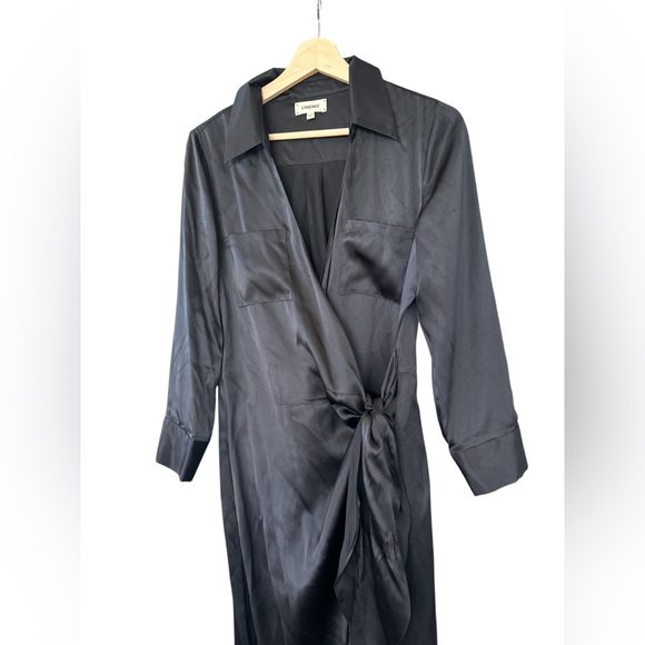 L’AGENCE Kadi Long Silk Wrap Dress in Black - Picture 6 of 12